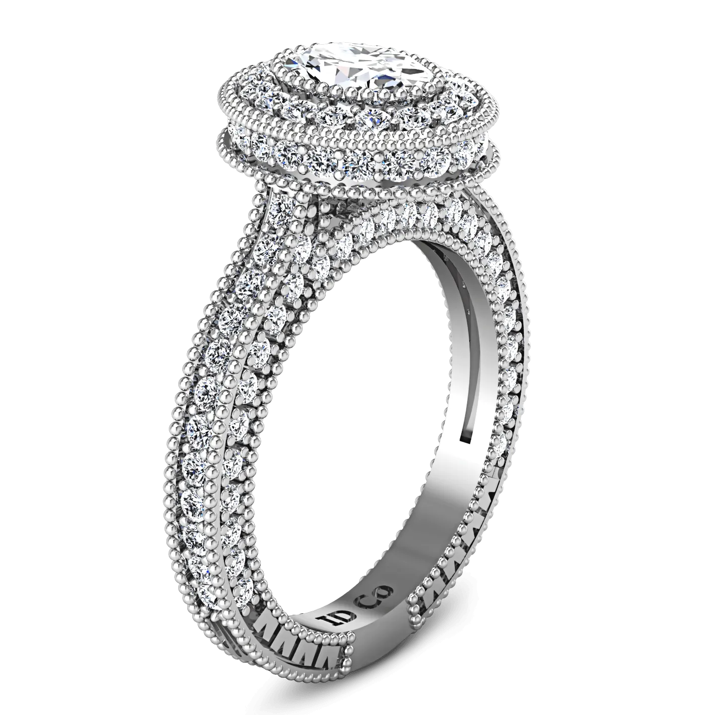 Halo Oval Diamond Engagement Ring Hannah 14K White Gold