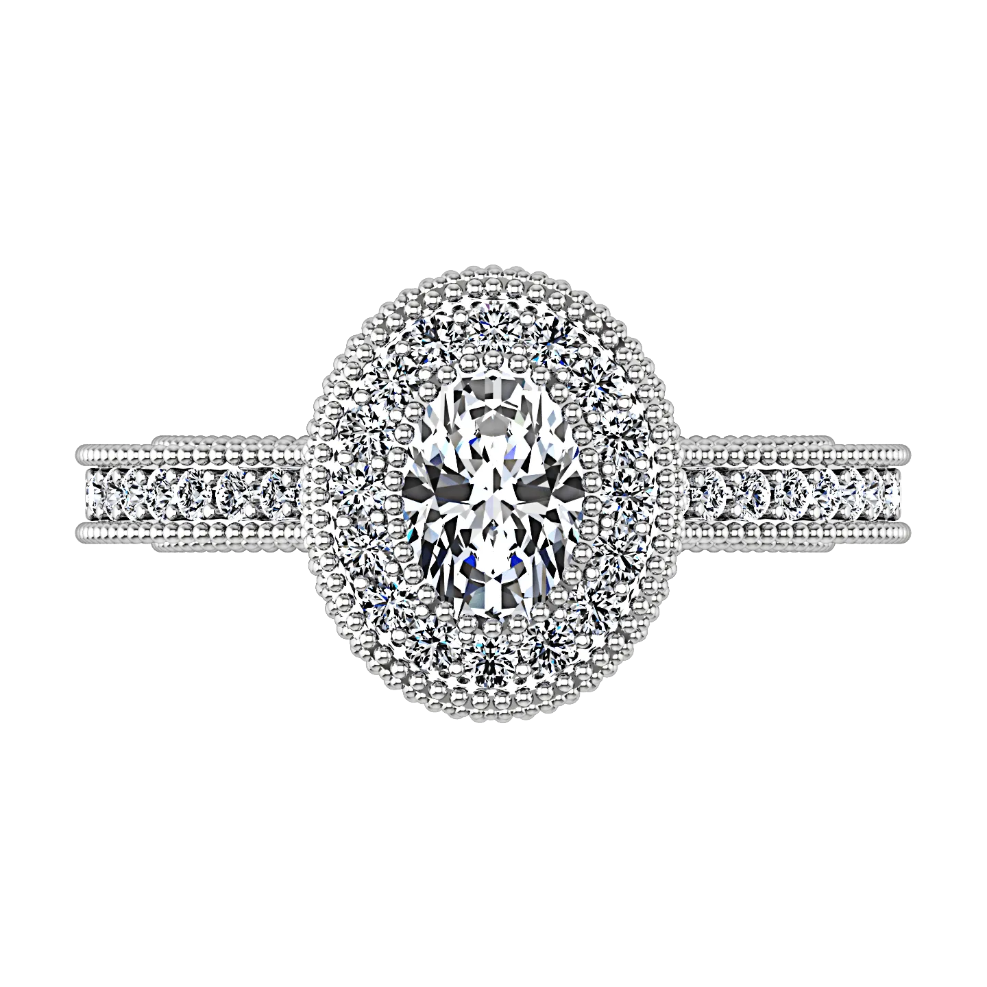 Halo Oval Diamond Engagement Ring Hannah 14K White Gold