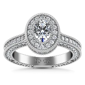 Halo Oval Diamond Engagement Ring Hannah 14K White Gold