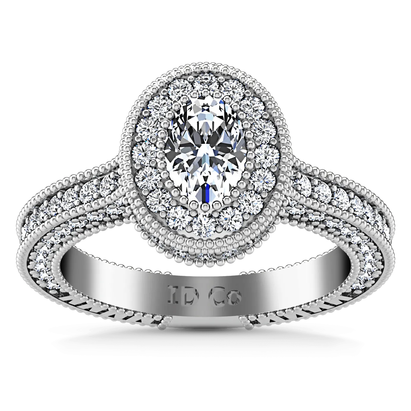 Halo Oval Diamond Engagement Ring Hannah 14K White Gold