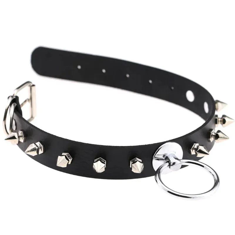 Harajuku Cosplay Rivet Punk Rock Gothi Women Collar Sexy PU Leather Heart Cross Spike Hip Hop Bondage Choker Jewelry