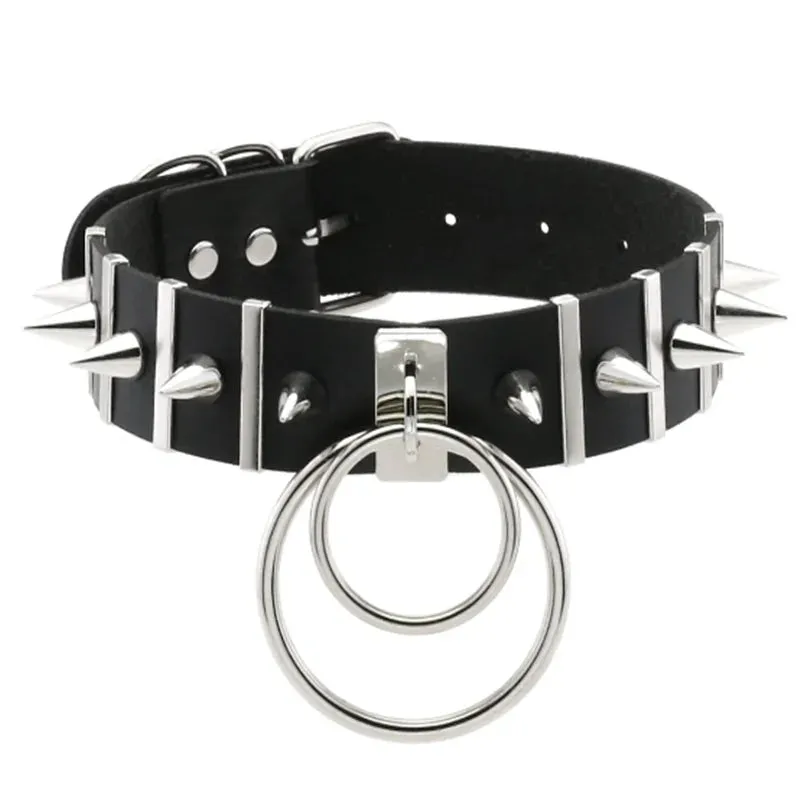 Harajuku Cosplay Rivet Punk Rock Gothi Women Collar Sexy PU Leather Heart Cross Spike Hip Hop Bondage Choker Jewelry