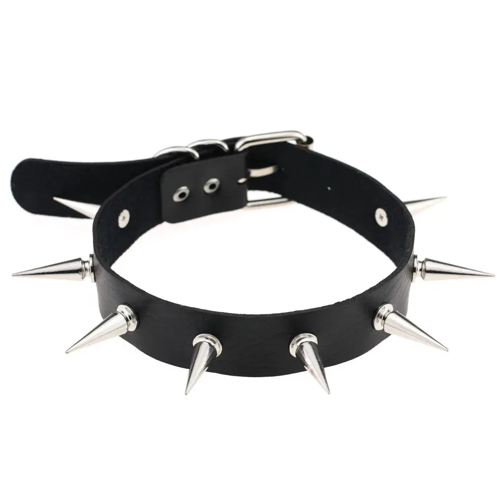 Harajuku Cosplay Rivet Punk Rock Gothi Women Collar Sexy PU Leather Heart Cross Spike Hip Hop Bondage Choker Jewelry