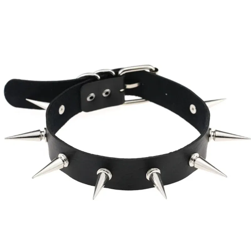 Harajuku Cosplay Rivet Punk Rock Gothi Women Collar Sexy PU Leather Heart Cross Spike Hip Hop Bondage Choker Jewelry