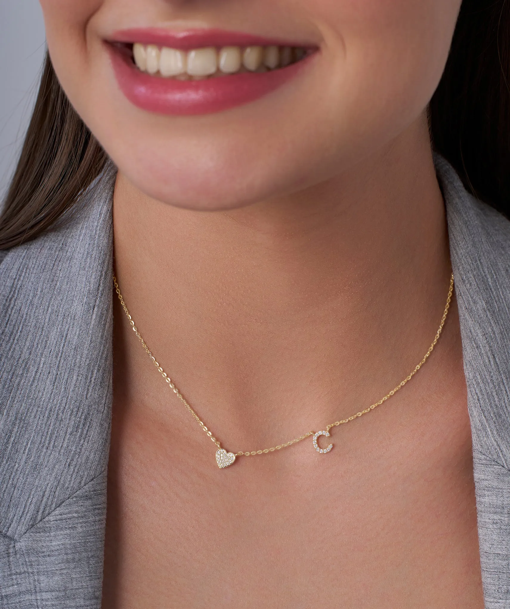 Heart and Crescent Diamond Necklace