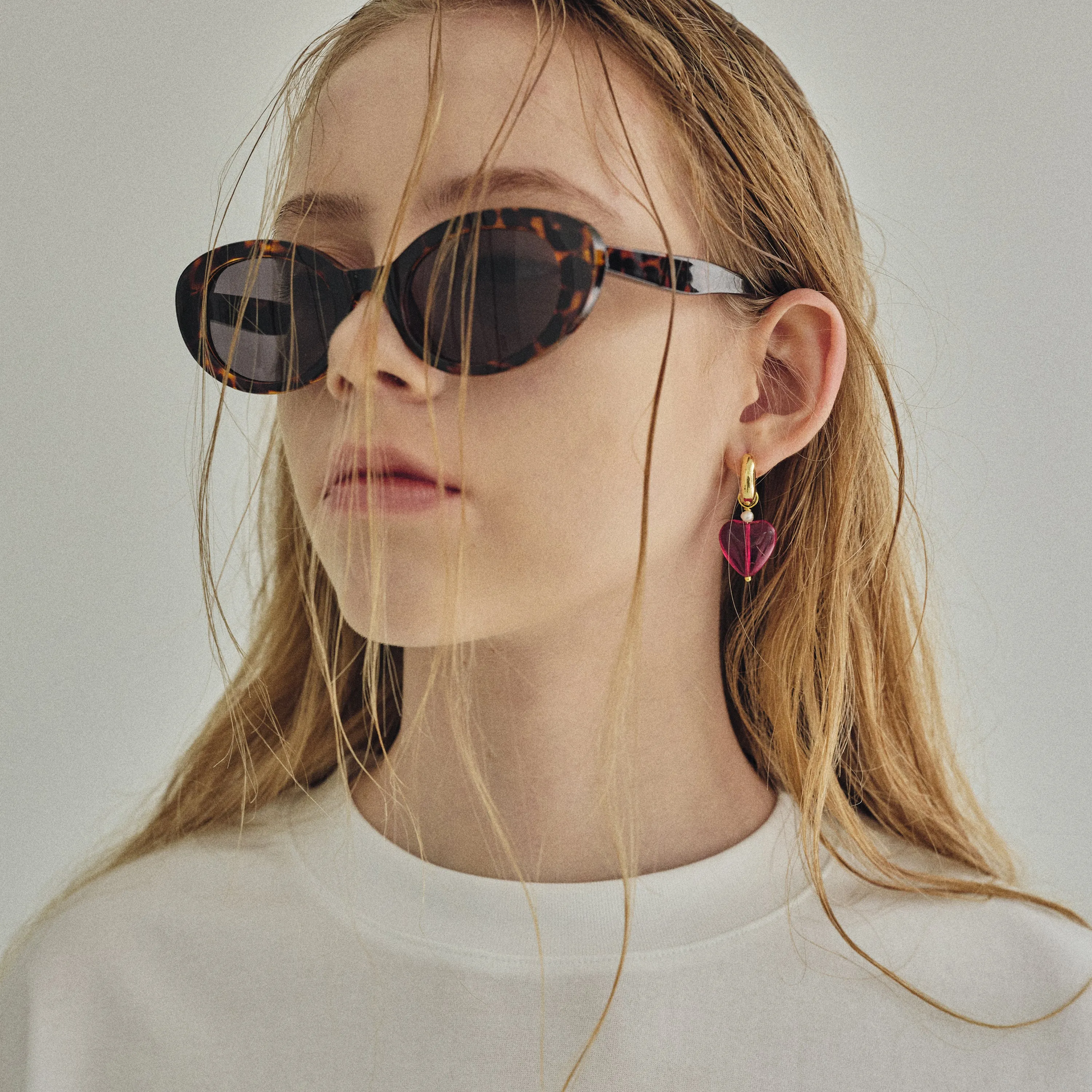 Heart Drop Hoop Earrings