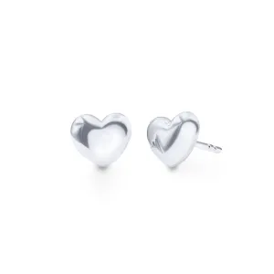 Heart Puff Stud Earrings in Sterling Silver