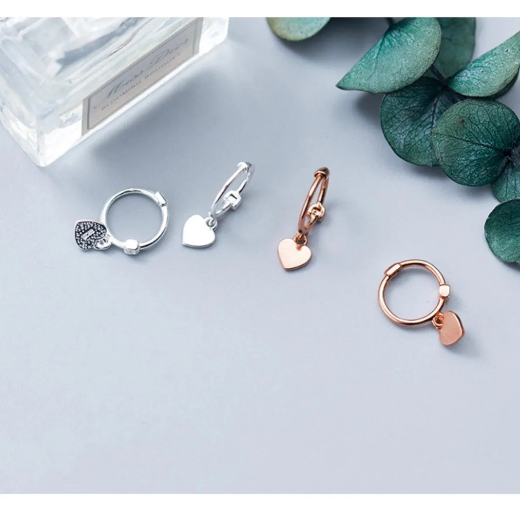 Hearts Drop Huggies Earrings-SH025