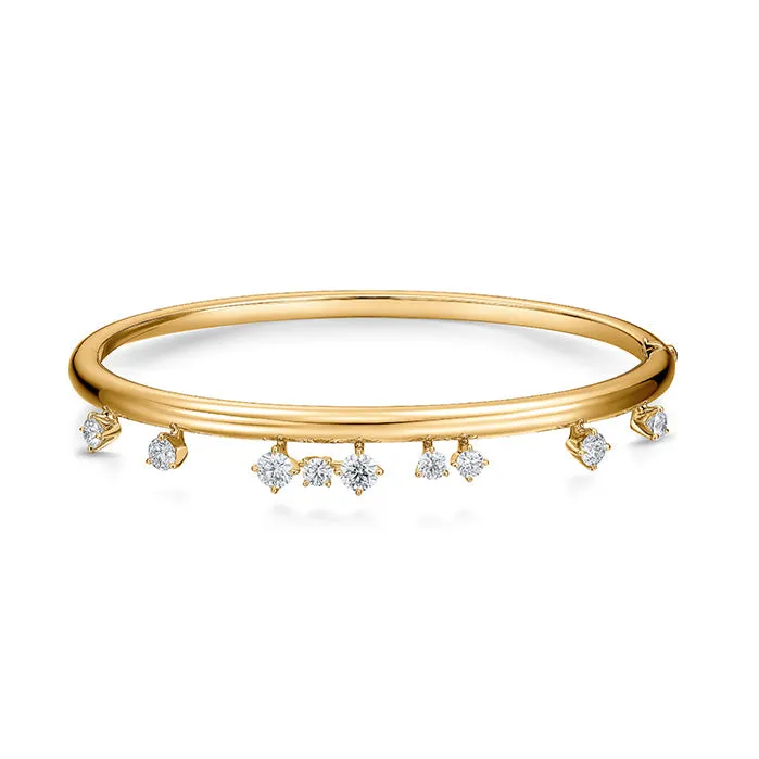 Hearts On Fire Barre 18K Yellow Gold Floating Diamond Bangle Bracelet