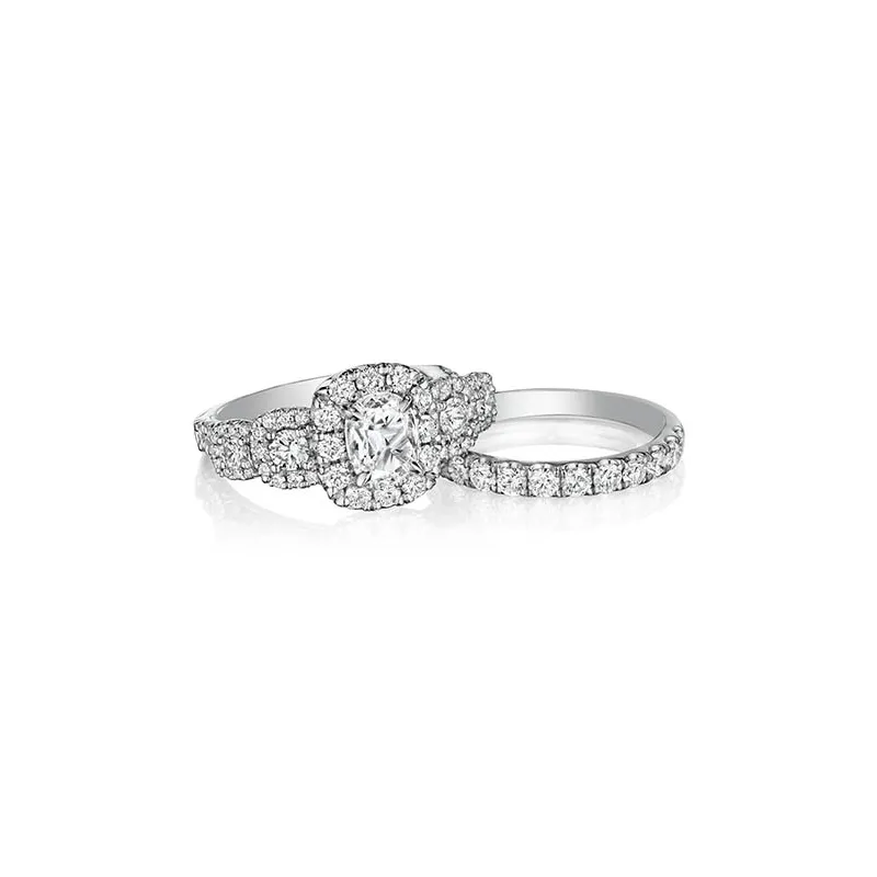Henri Daussi  Halo Diamond Engagement Ring