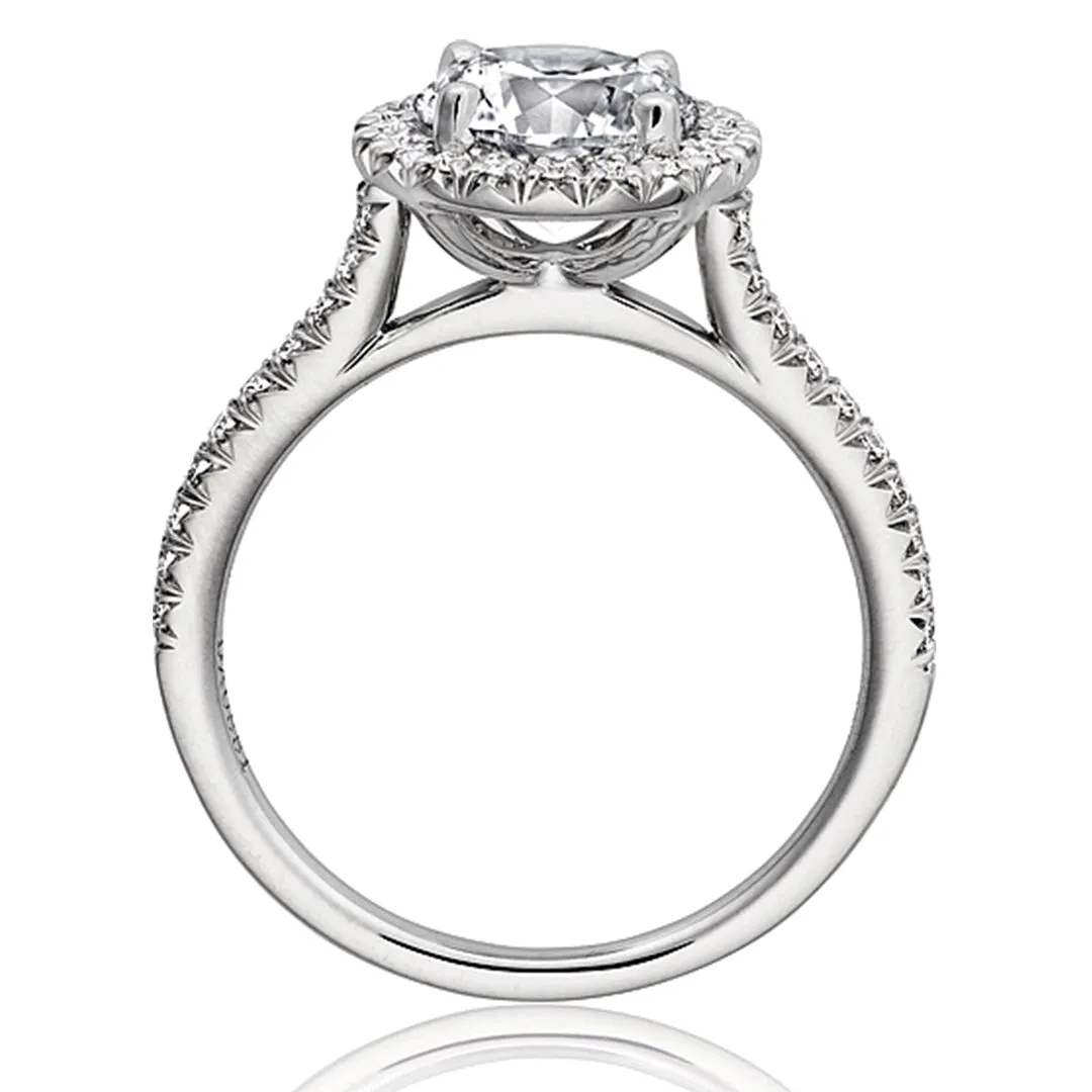 Henri Daussi Pave Halo Diamond Engagement Ring