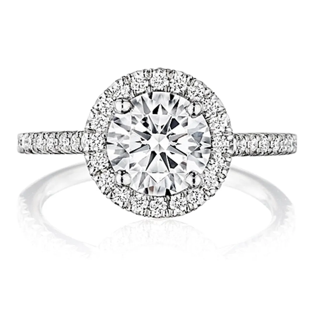 Henri Daussi Pave Halo Diamond Engagement Ring