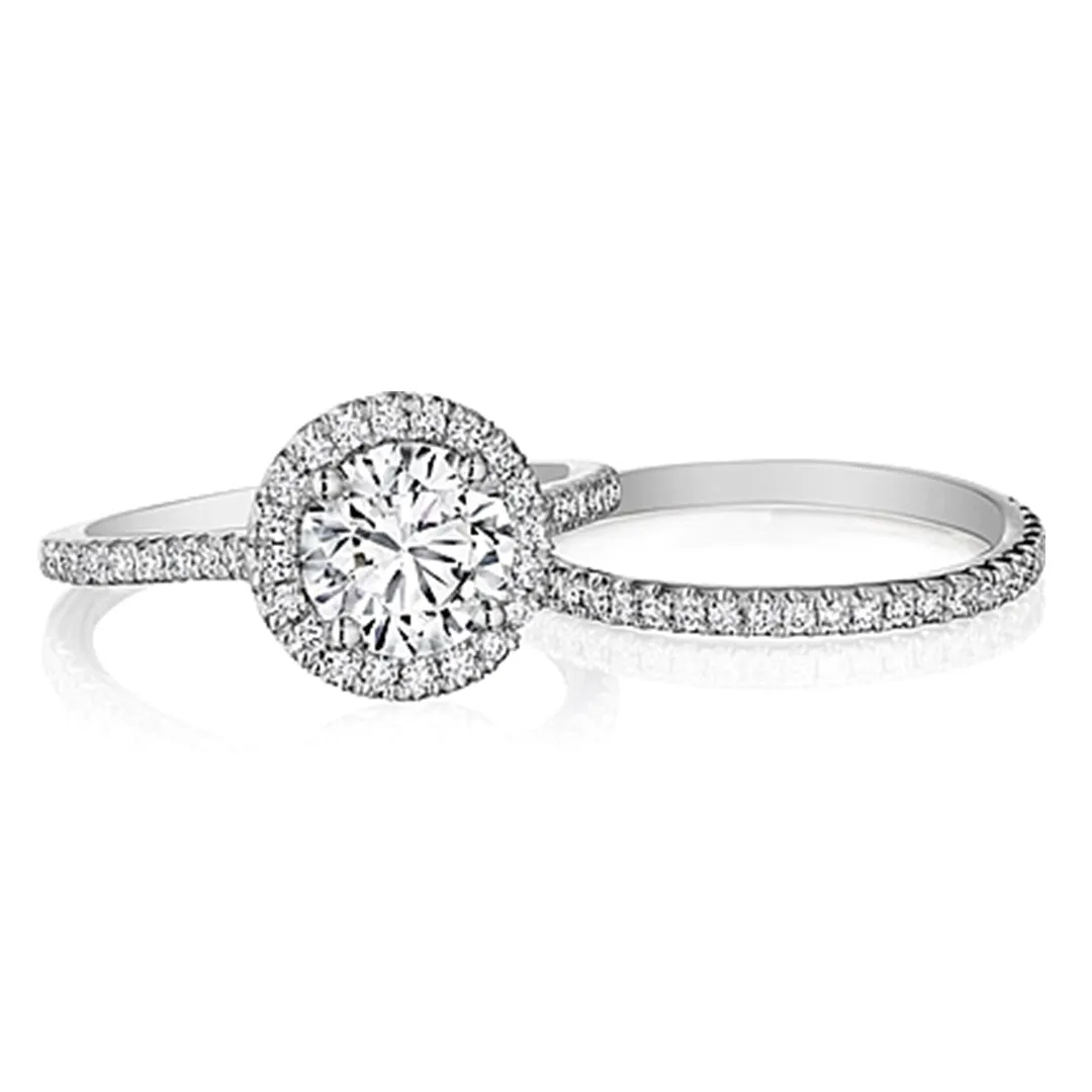 Henri Daussi Pave Halo Diamond Engagement Ring