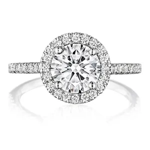 Henri Daussi Pave Halo Diamond Engagement Ring