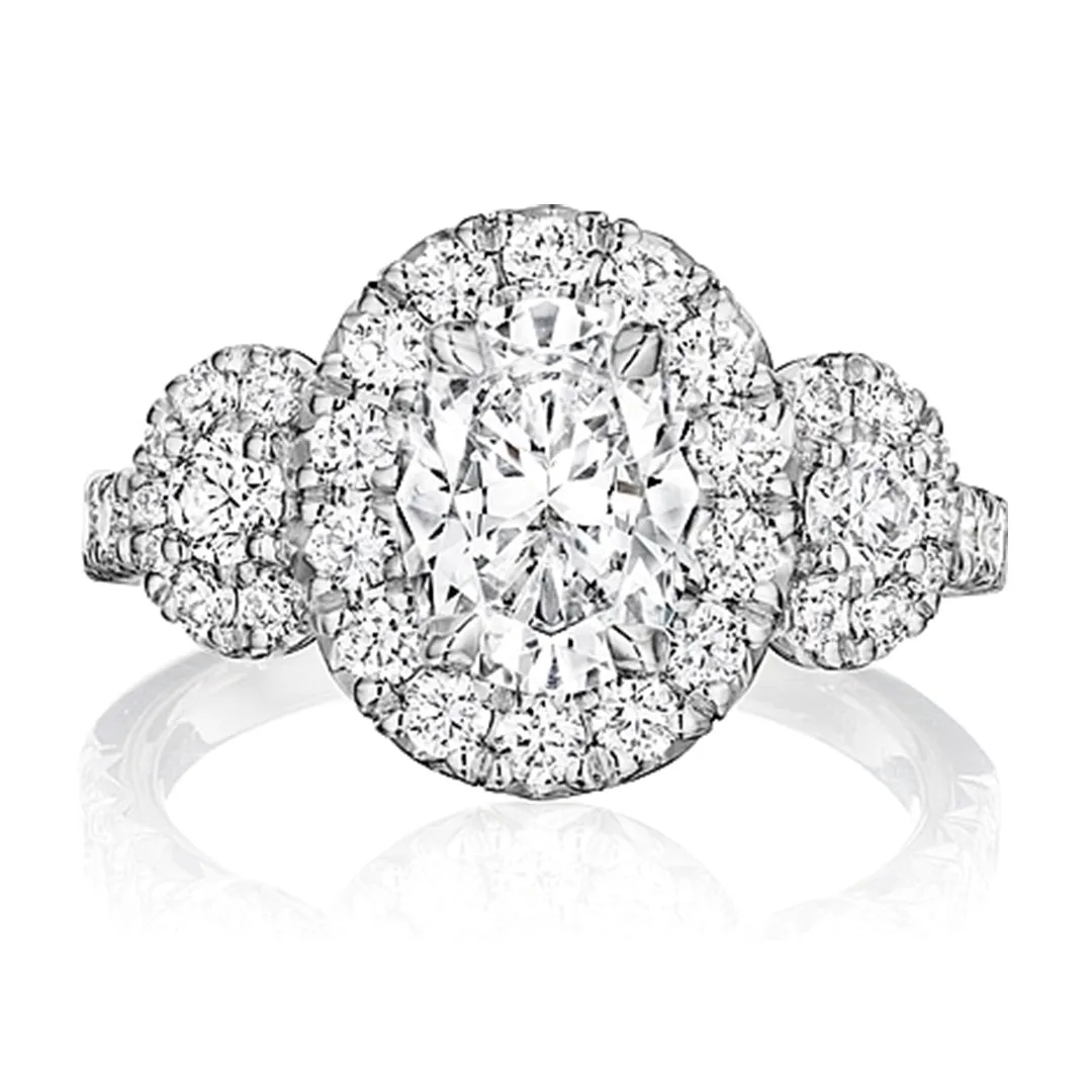 Henri Daussi Three Stone Diamond Engagement Ring