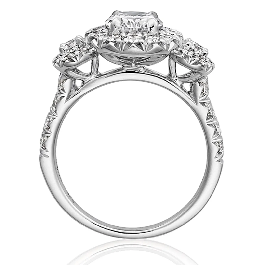 Henri Daussi Three Stone Diamond Engagement Ring