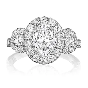 Henri Daussi Three Stone Diamond Engagement Ring