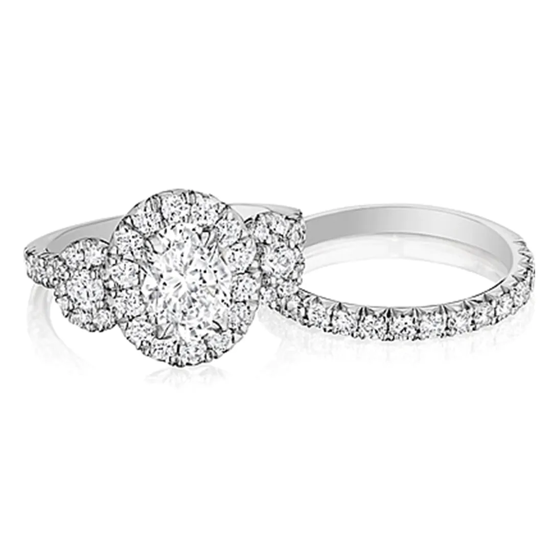 Henri Daussi Three Stone Diamond Engagement Ring