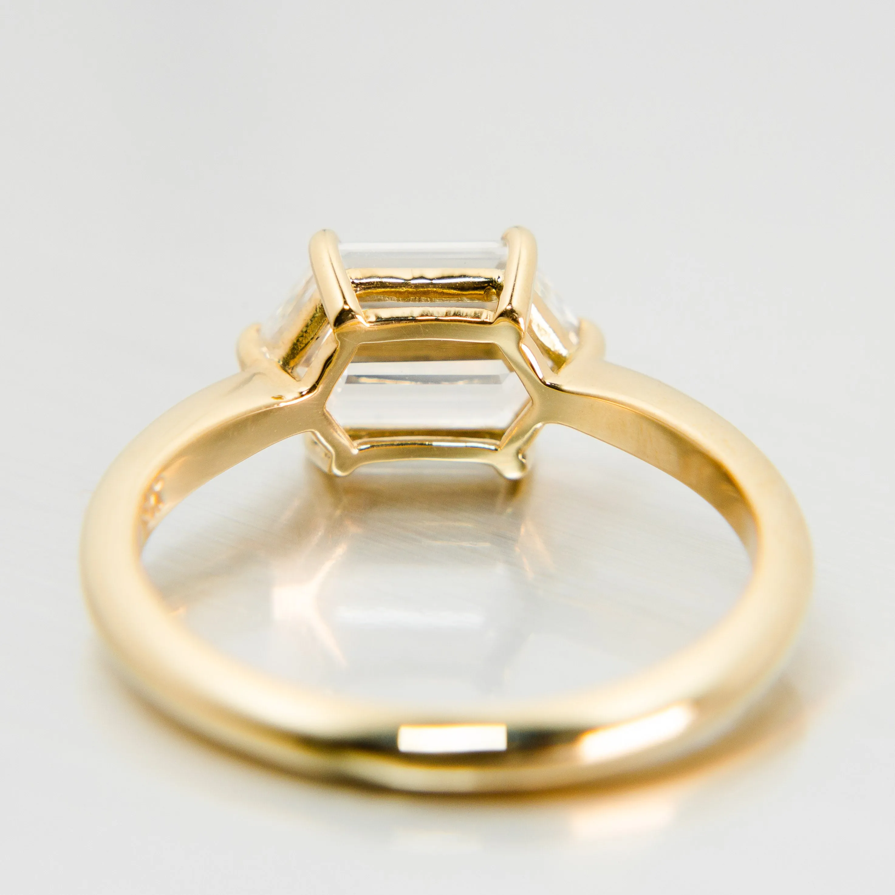 Hexagon Diamond Solitaire Engagement Ring | 18k Yellow Gold