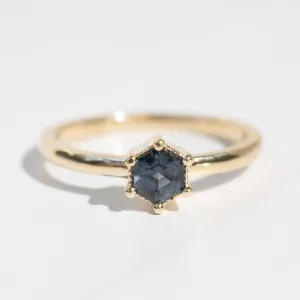 Hexagon Green-Blue Spinel Ring in 14k Yellow Gold