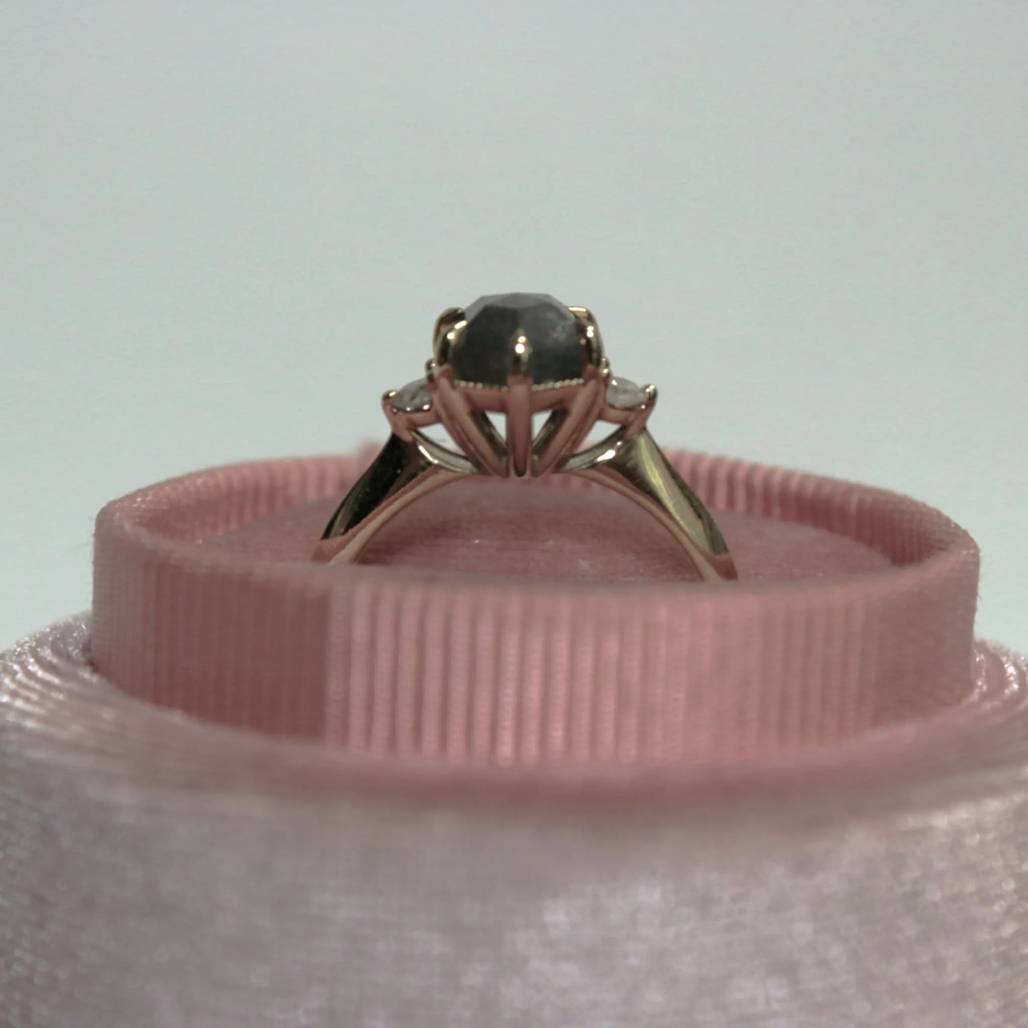 Hexagon Salt And Pepper Diamond Trilogy Ring