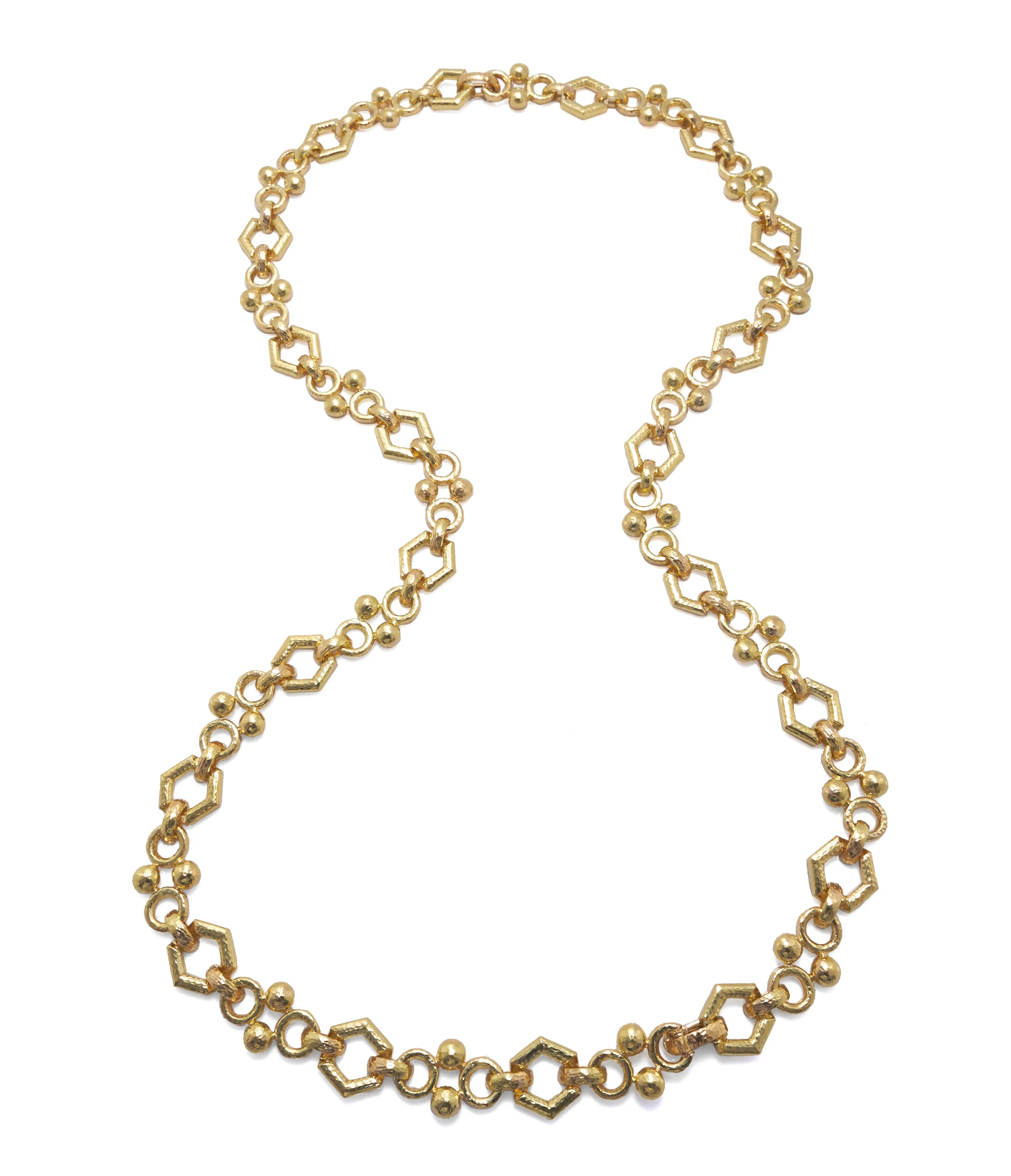 Hexagonal and Round Link Chain Necklace