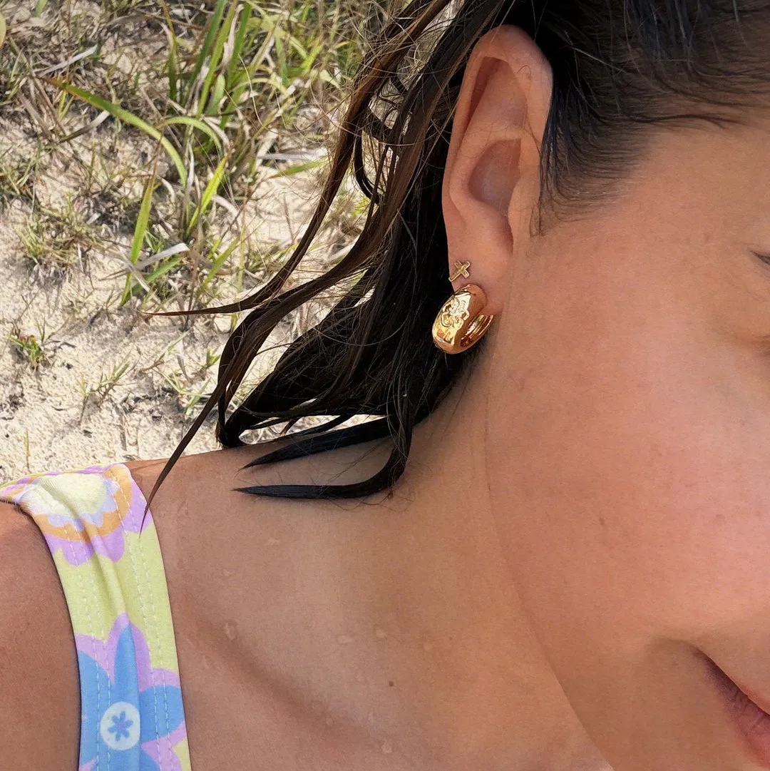 Hibiscus Hoop Earrings | Gold