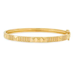 High Polish Pyramid & Diamond Spike Bangle Bracelet