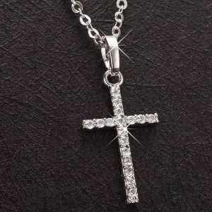 Hip Hop Square Zircon Cross Necklace Punk Personality Couple Pendant