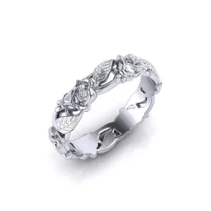 Hollow Flower Silver Ring Leaves Women Party Wedding Gift Jewelry