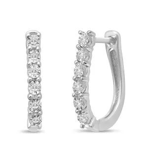 Hoop Earrings with 0.05ct of Diamonds in 9ct White Gold