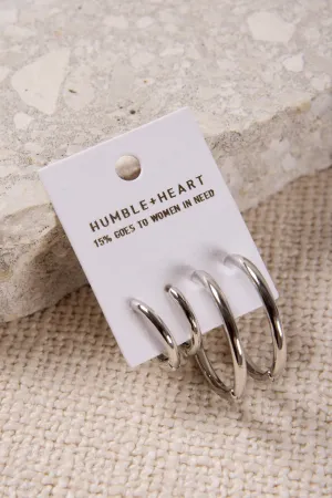 Hoop Set EOL Rhodium Earrings