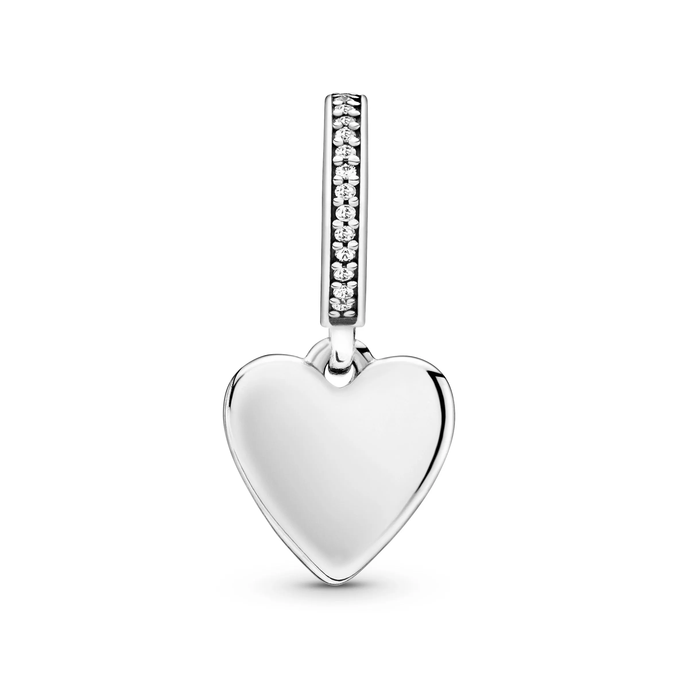 Ice crystal heart silver dangle with clear cubic zirconia
