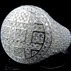 Iced Out Bling Cubic Zircon Round Rings Men's Jewelry Rhinestone Fast Shipping Size 10