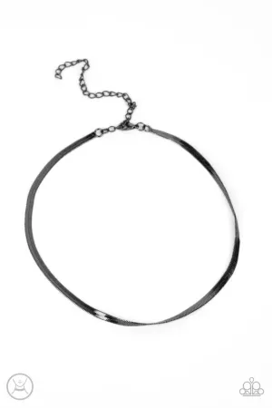 In No Time Flat - Black - Gunmetal Snake Chain Paparazzi Choker Necklace