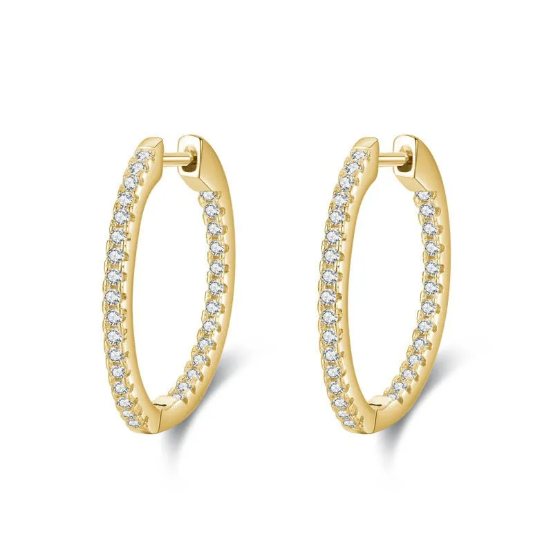 Inlaid Full Diamond Hoop Earrings Buckles | 35mm