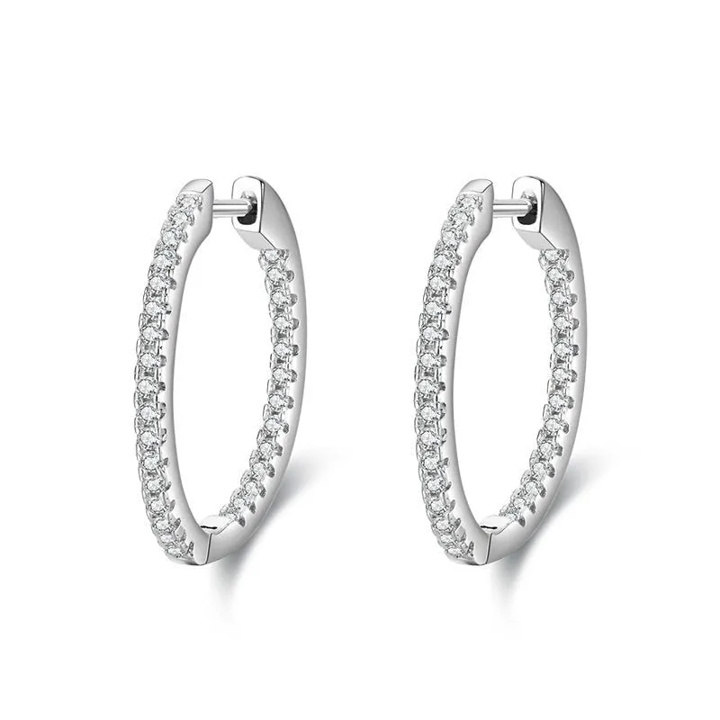 Inlaid Full Diamond Hoop Earrings Buckles | 35mm