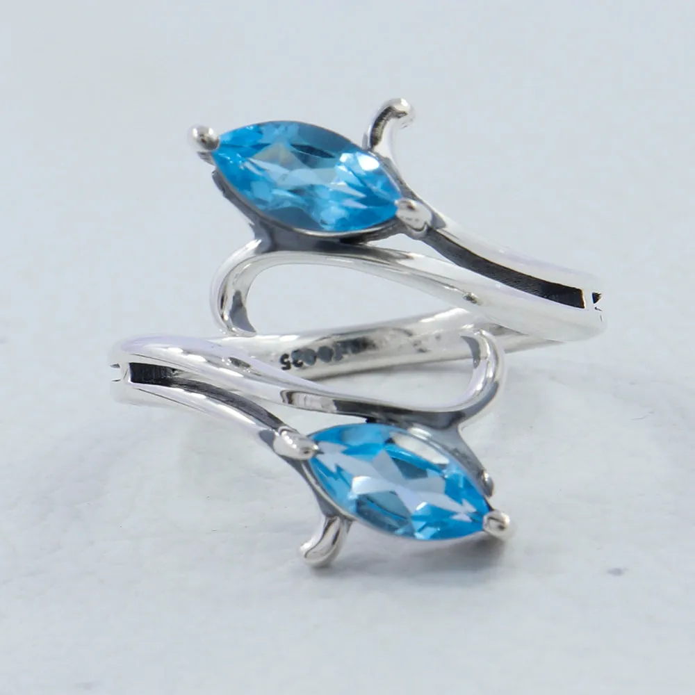 Iolite Cut Gemstone Silver Rings