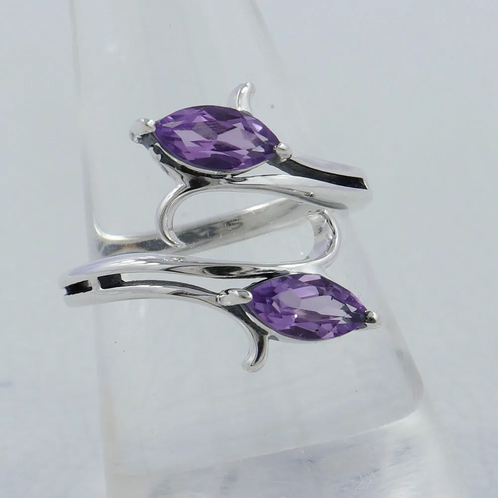 Iolite Cut Gemstone Silver Rings