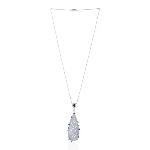 Jade Sapphire Diamond In 18k White Gold Chain Choker Necklace On Sale
