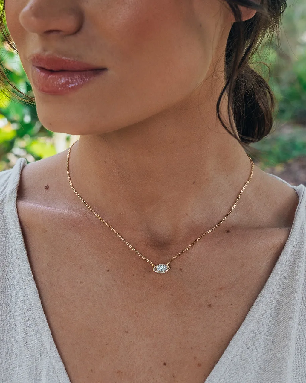 Jamie CZ Evil Eye Pendant Necklace