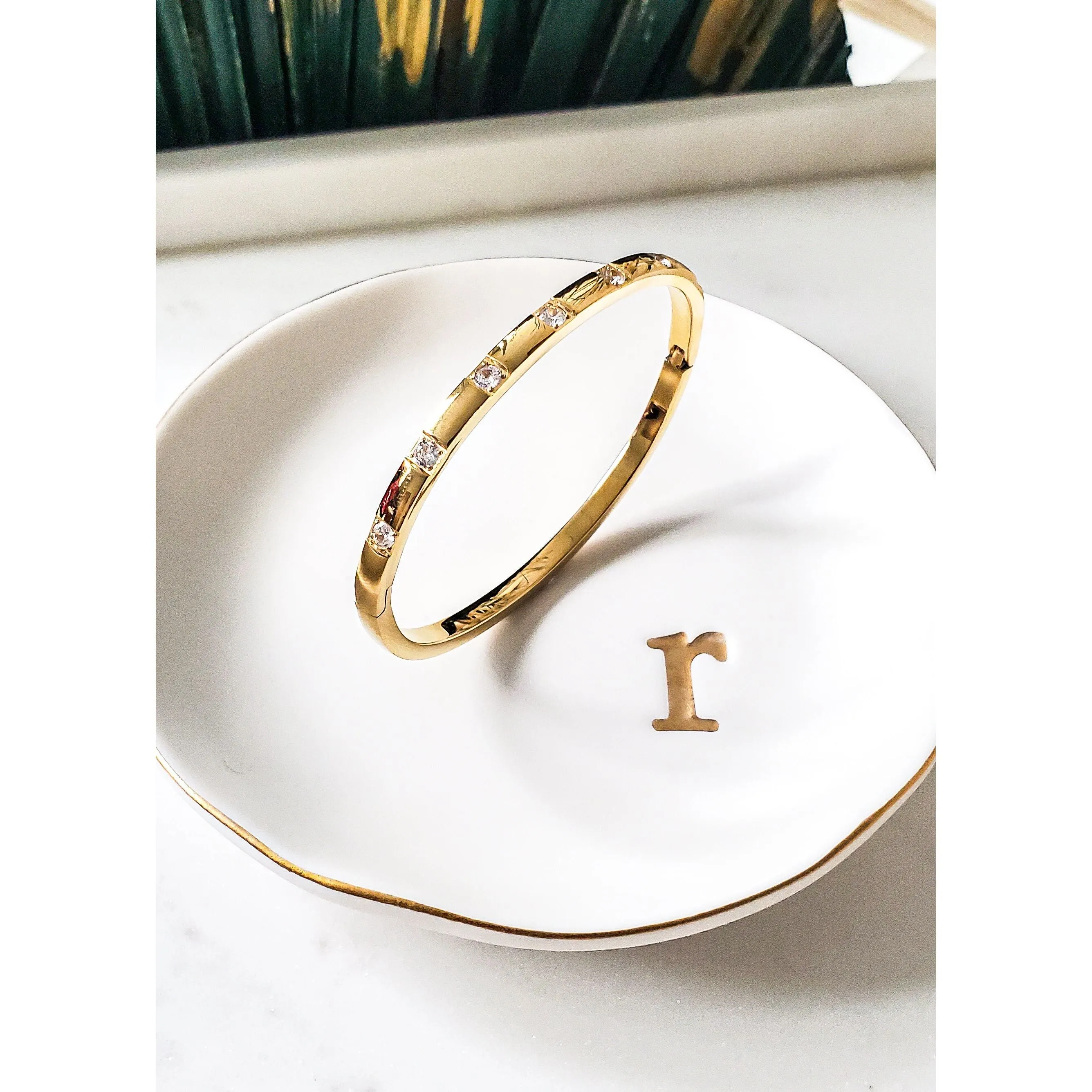 Jasmine 18K CZ Pave Bangle Bracelet