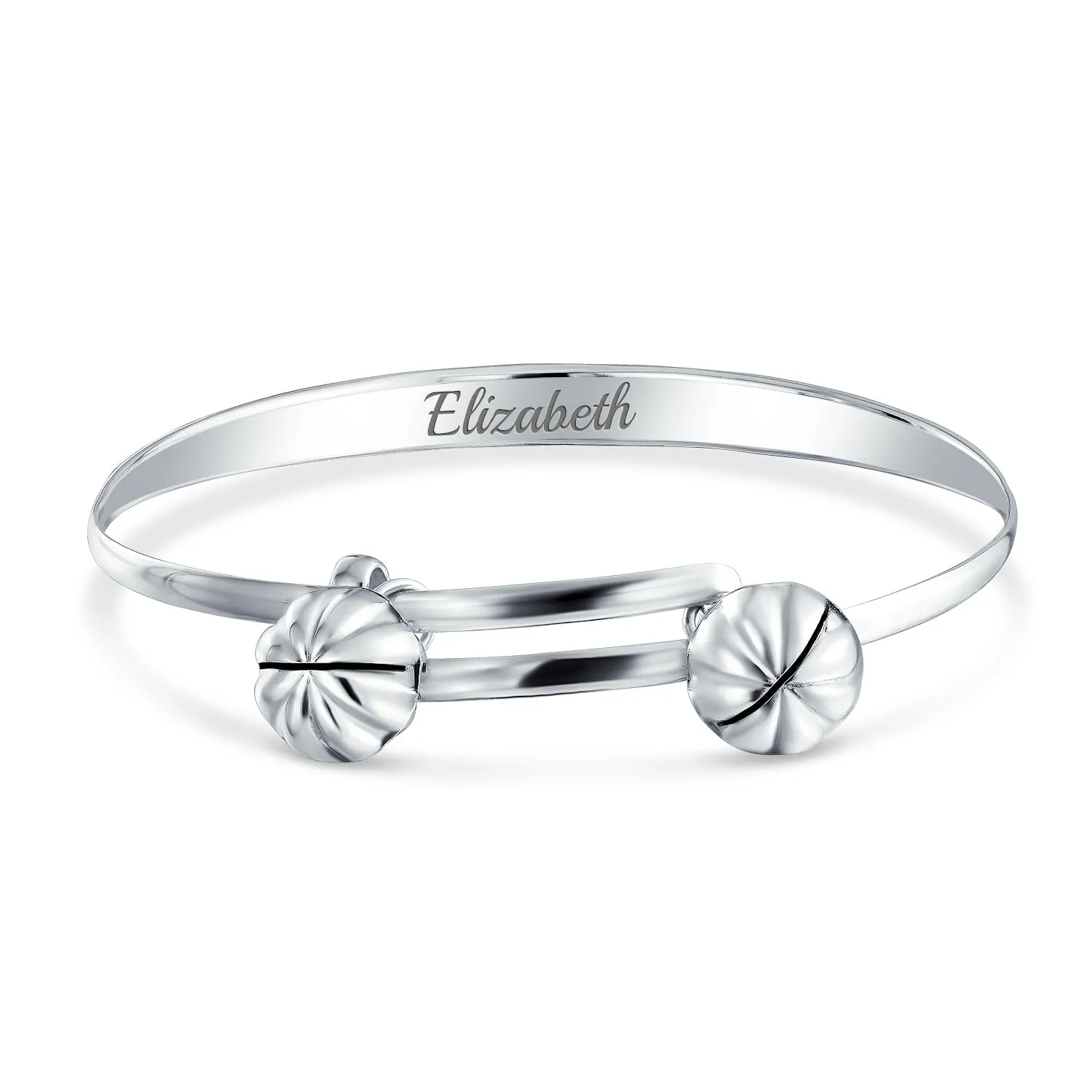 Jingle Bells Butterfly Bangle Bracelet 6.5" Sterling Silver Plated