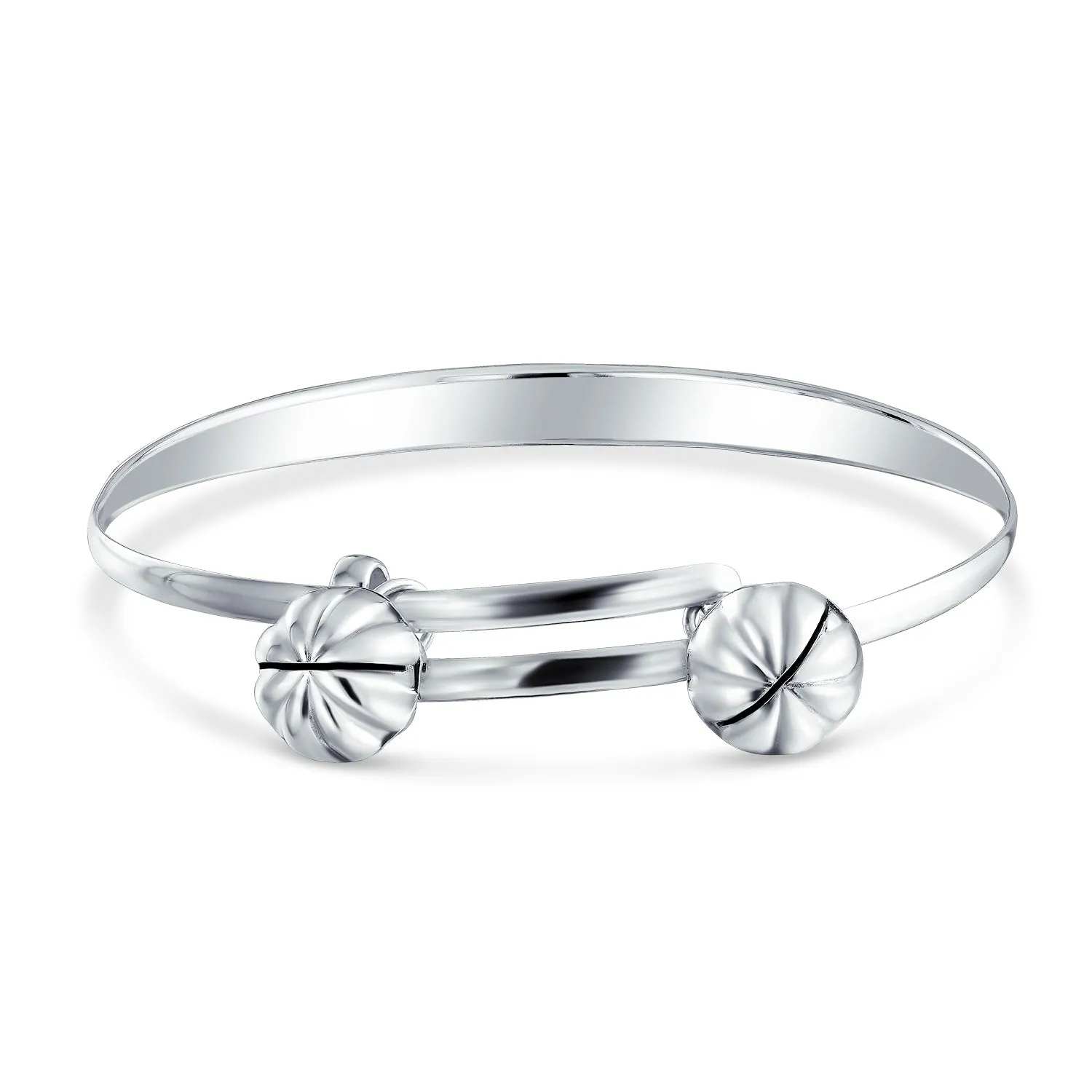 Jingle Bells Butterfly Bangle Bracelet 6.5" Sterling Silver Plated