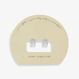 Joma Soul Shine Pavé Arc Silver Huggie Hoop Earrings