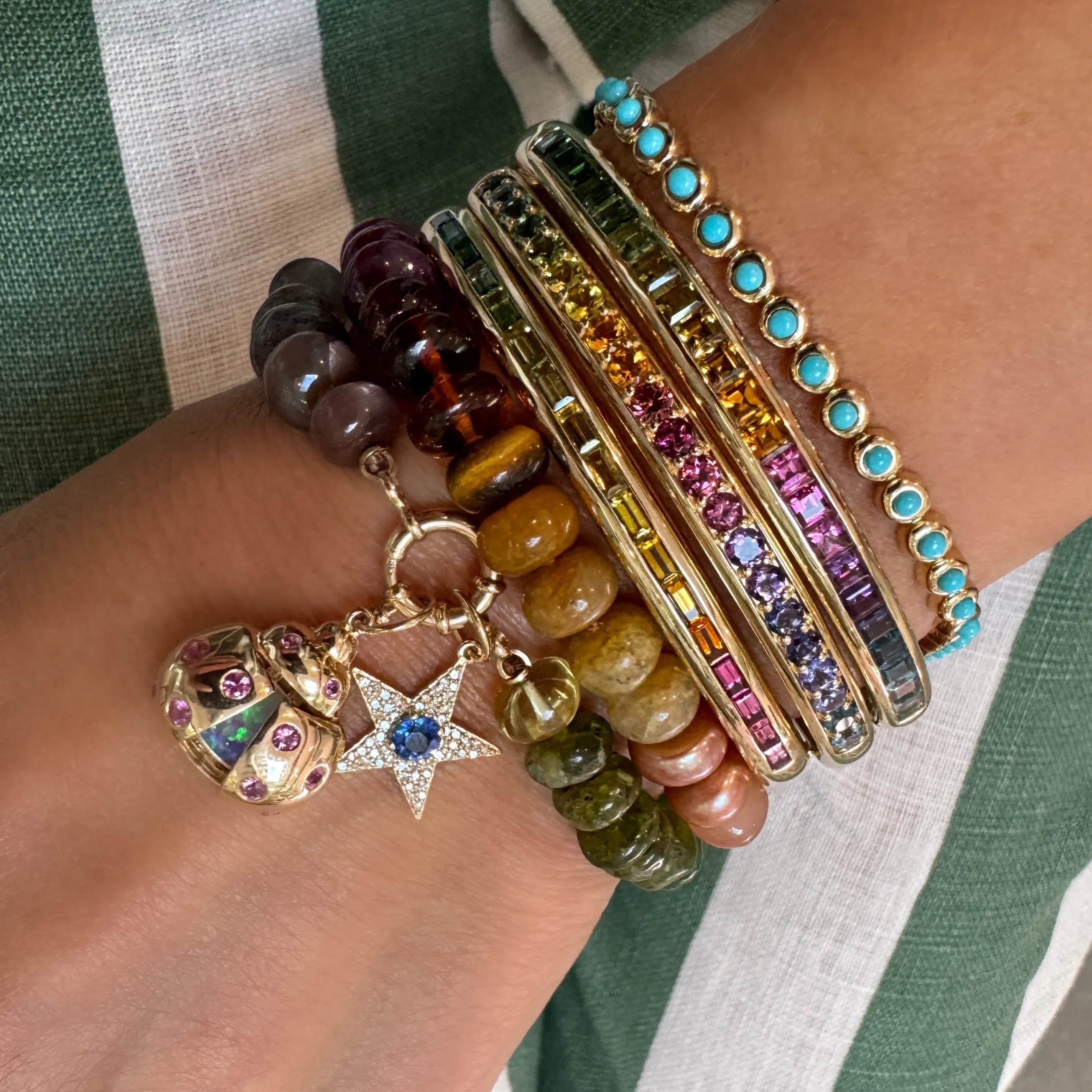 Juicy Rainbow Sapphire Bangle Bracelet
