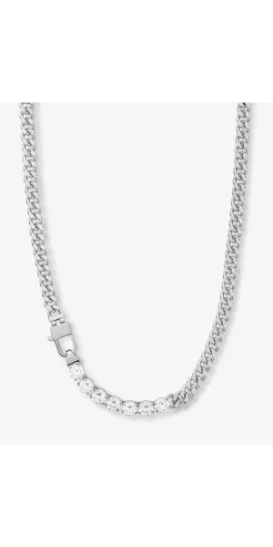 Julian Loves Diamonds Necklace 16" - Silver/White Diamondettes