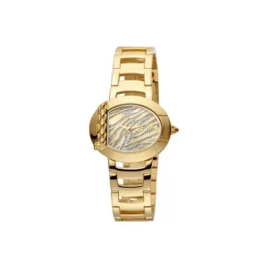 Just Cavalli LadiesÂ Watch Animal Print Dial With Ip Gold Bracelet