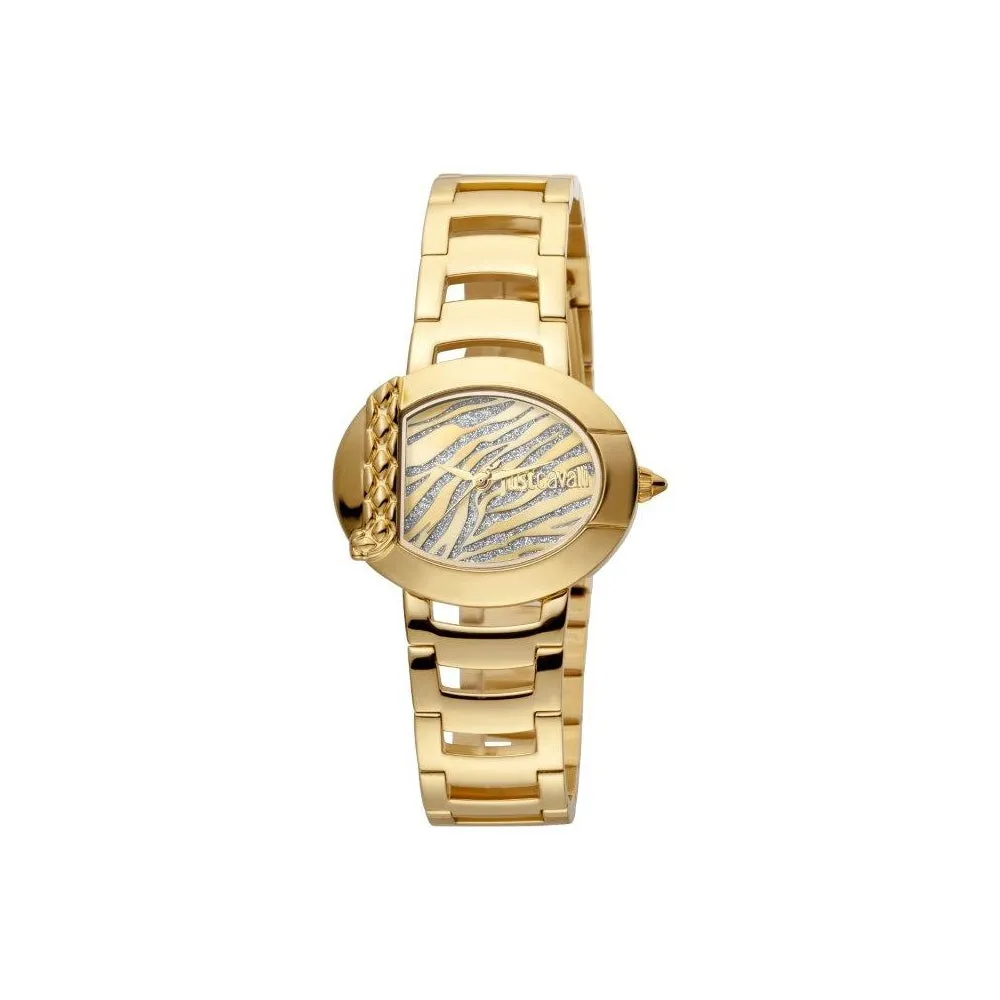 Just Cavalli LadiesÂ Watch Animal Print Dial With Ip Gold Bracelet