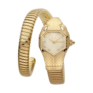 Just Cavalli Women Watch, Gold Color Case, Champagne Dial, Gold Color Stainless Steel Metal Bracelet